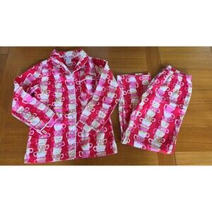 The Company Store Girl's Pink Tea Cups Two Piece Pajamas Size 14/16